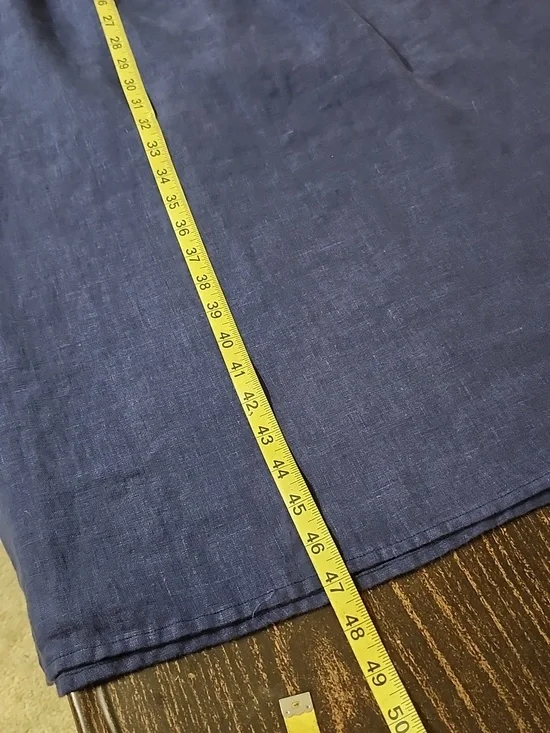 Lintico Navy 100% Linen Lagenlook Jasmine Drawstring Waist Dress Size M - Picture 7 of 8